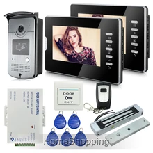 FREE SHIPPING New 7 Color Video font b Door b font Phone Intercom System 2 Monitors