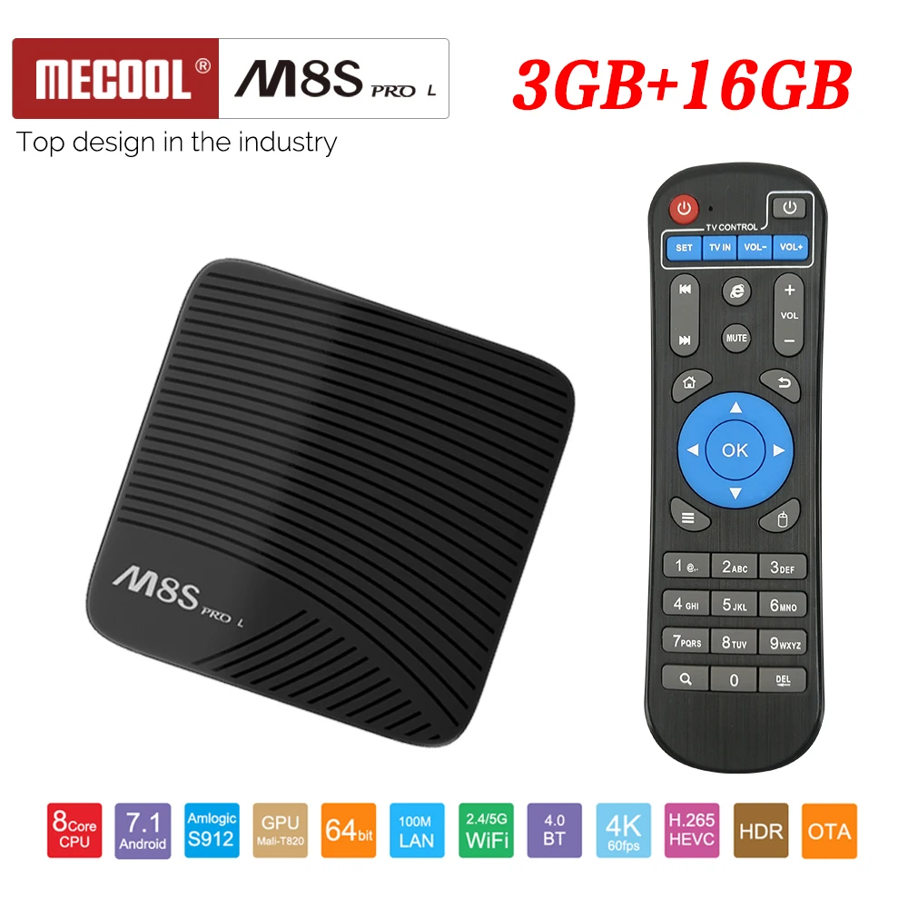 

Mecool M8S PRO L 4K Smart TV Box Android 7.1 Set top box TV Box 3GB RAM 16GB ROM BT 4.1 4K media player