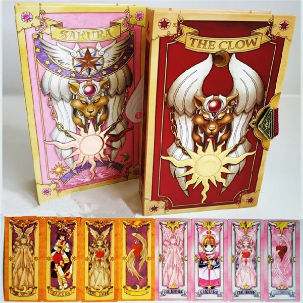 

Anime Props Card Captor Sakura Colorful Card Clear patterns Full set 56 or 60 cards Cosplay yellow and pink Magic Cards for gift