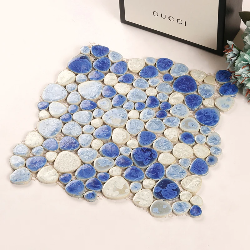Kepinfy керамические мозаичные наклейки для ванной плитки светло-голубой цвет смешанные DIY pebble mosaico