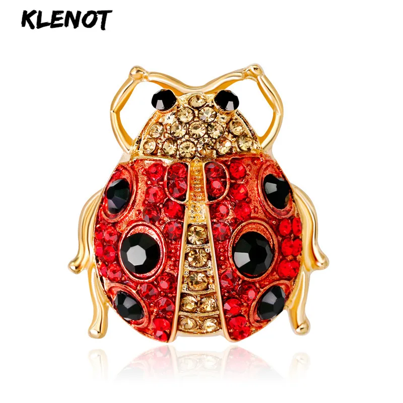 

Rhinestone Ladybug Brooch Pins Beetle Lapel Pin Ladybird Insect Brooch Jewelry Full Crystal Bug Animal Pins and Brooches Women