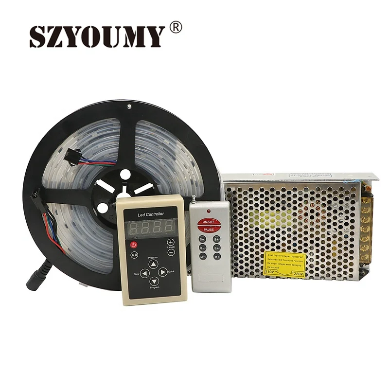 cheap SZYOUMY DC12V 5M LED Strip 5050 6803 IC Dream Magic Color RGB 6803 LED Strip Light IP67 Waterproof 133 Program 6803 controller