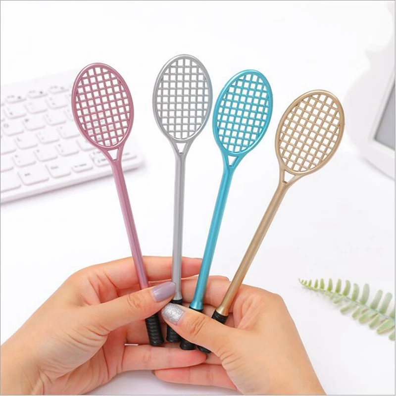 

1PCS creative simulation tennis racket gel pen black 0.5mm badminton racket water pen wholesale student stationery manufacturers