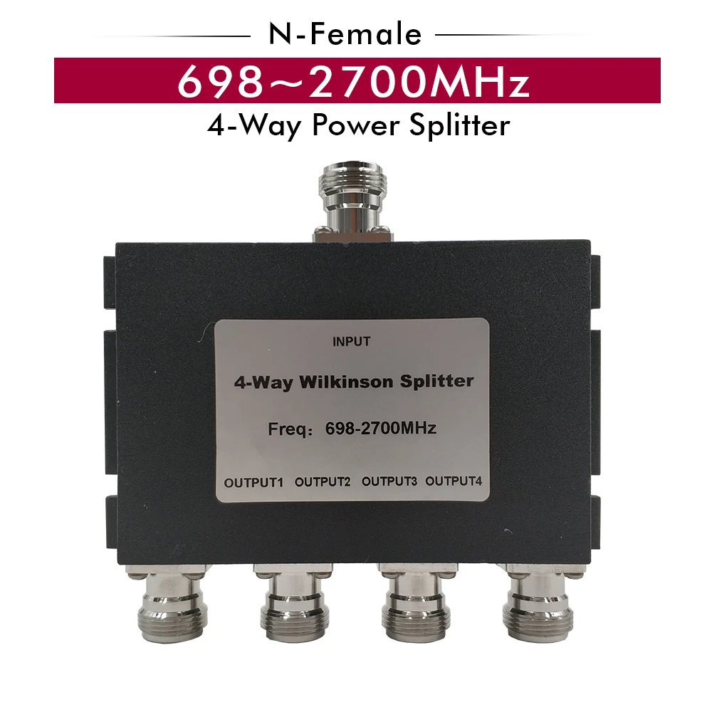 698 ~ 2700 МГц 4 полосный разветвитель N Female Power Splitter 1 разделитель для 2G 3G 4G усилитель