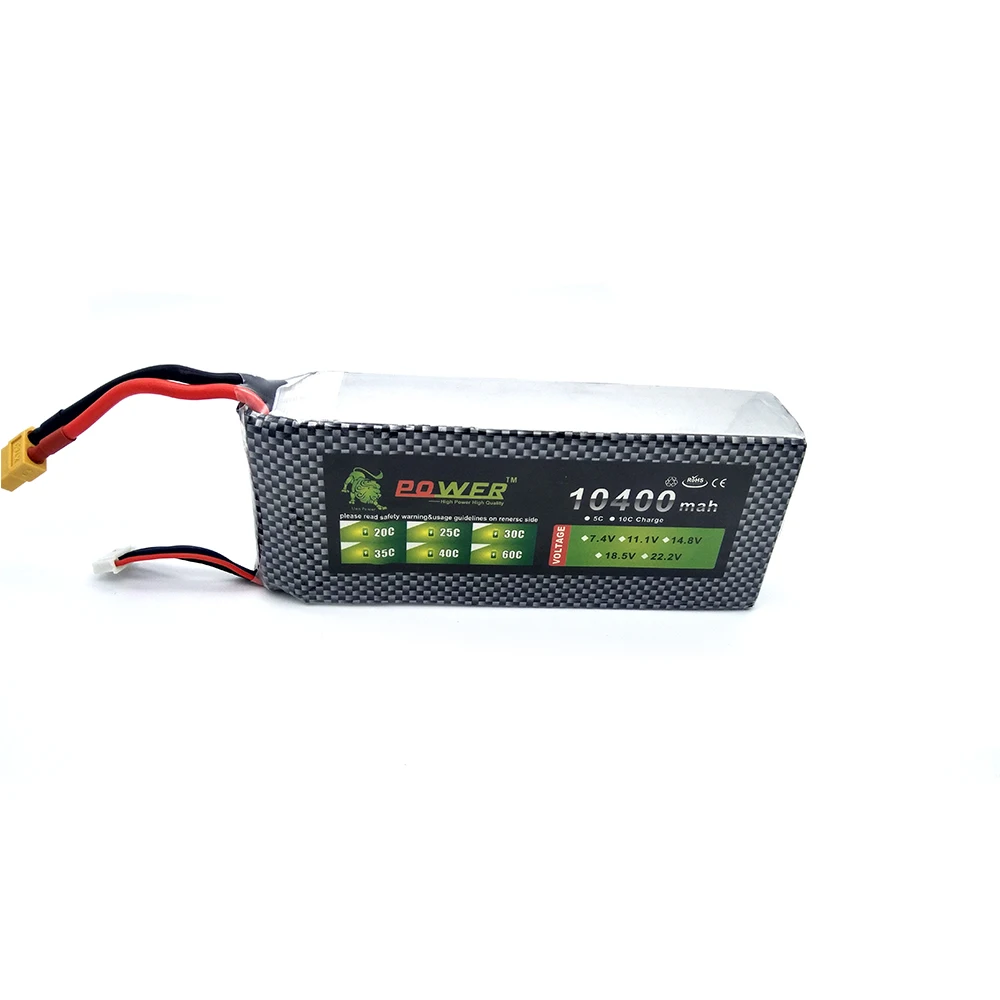 Ультра-высокой емкости Лев мощность 4S Lipo батарея 14,8 V 10400MAH 25C RC Heilecopter автомобиль Лодка 4S аккумулятор 10000mah