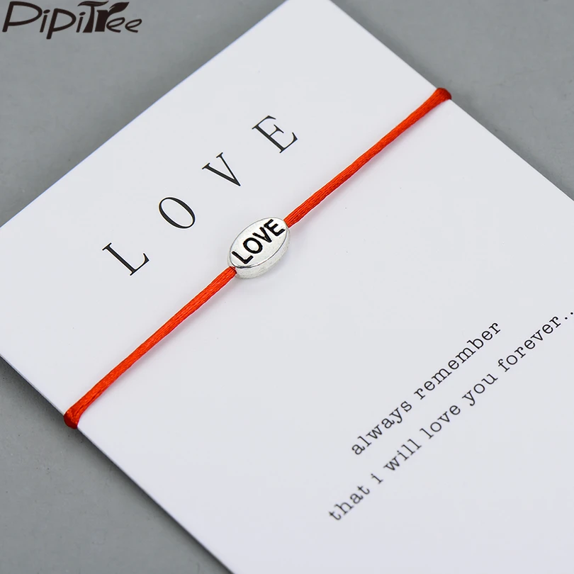 Браслеты Pipitree Love Forever Lucky Red String браслеты с надписью Wish подарок для женщин и мужчин