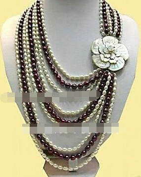 

Free shipping >>@ 1452 Shell Clasp Multicolor Rice FW Pearl 9 Rows Necklace