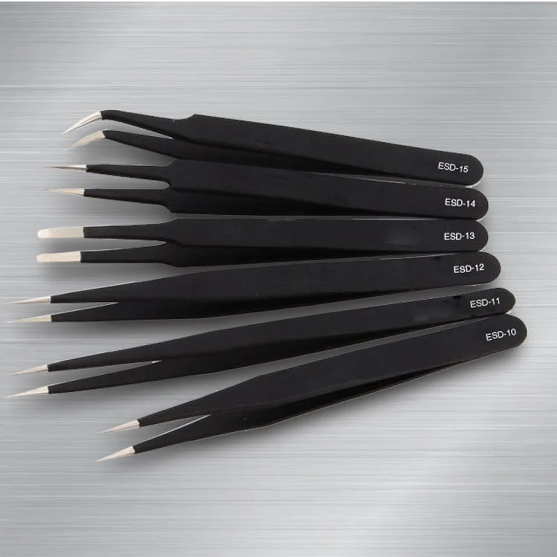 Industrial Tweezers 1pc Safe Black Tweezers Anti static Stainless Steel