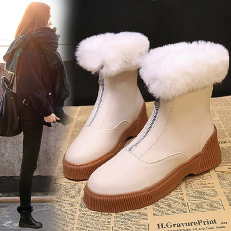 

Thick snow boots women's furs wild sequins short tube plus velvet tube non-slip cold warm flat cotton shoes