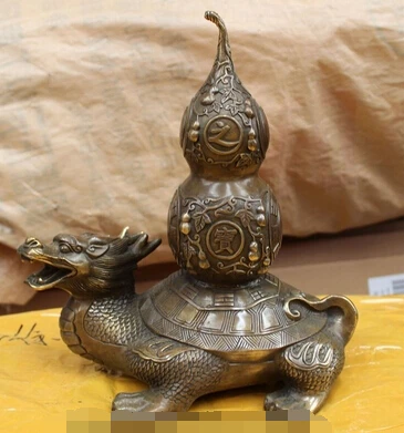 

Copper Crafts decoration Fine Buddha Brass China Bronze Fengshui Folk Longevity Dragon Tortoise Turtle Calabash Statue