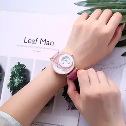 Женщина Moeder разработан Творческий кожаный ремешок для часов аналоговые кварцевые Круглый наручные часы подарок Баян saati horloge dames * L