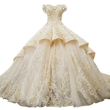 

Luxury Long Sleeve Embroidery Arabic Wedding Dresses 2018 Plus Size Bridal Gowns Lace Up Floor Length Vestidos De Noiva De Luxo