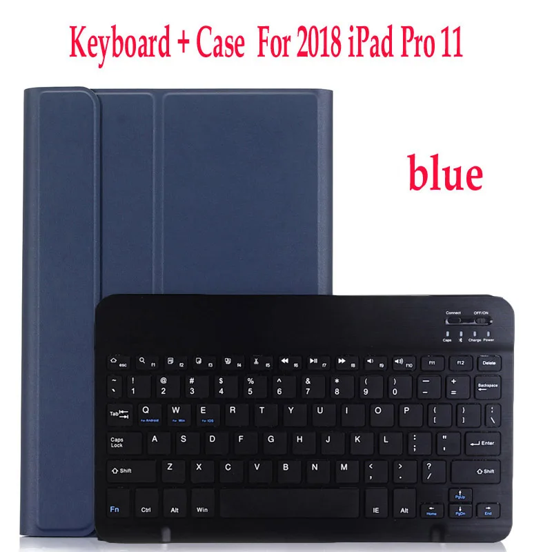 Беспроводной Bluetooth клавиатура чехол для iPad Mini 1 2 3 4 5 чехол для iPad Air 1 2 нового iPad 9,7 Pro 9,7 10,5 11 - Color: For iPad pro 11 blue