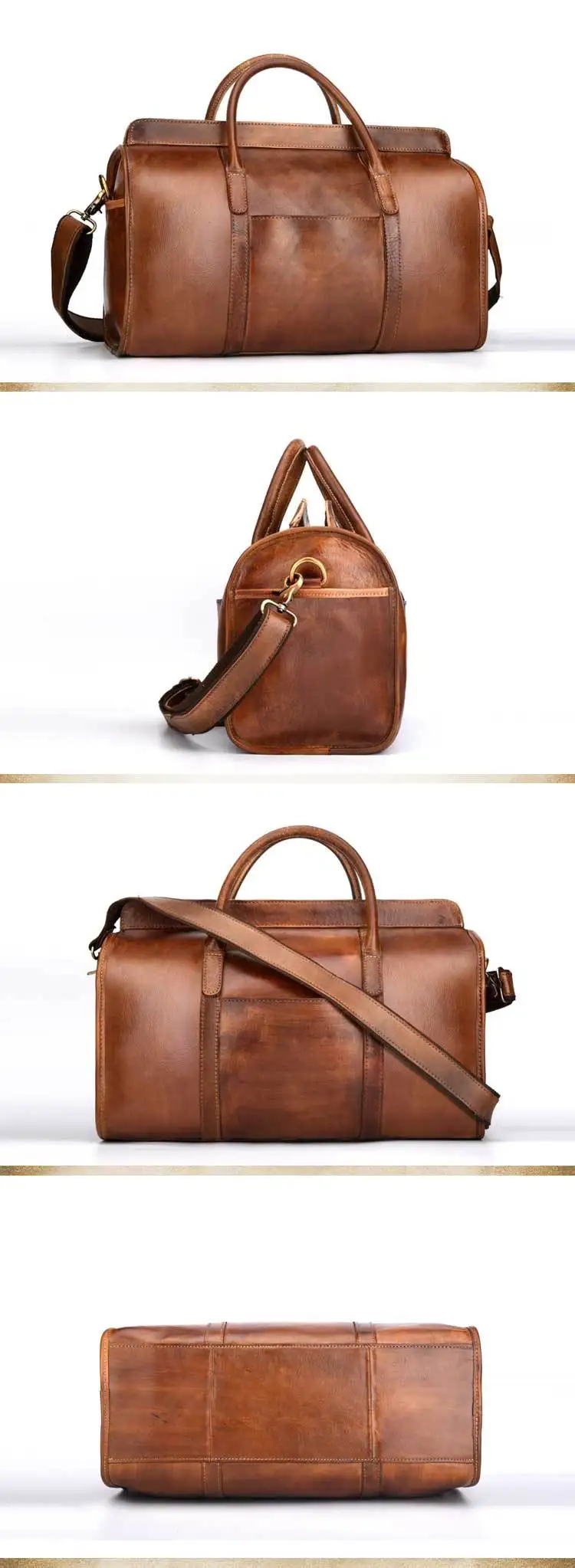 Дорожная сумка из натуральной кожи, Мужская Ретро сумка на плечо, Большая вместительная мужская сумка для путешествий, кофейная багажная сумка LS9055 скидка 25