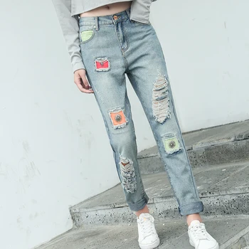 

2018 ripped jeans new girls port of easing social taste pants high waist beggar haroun nine minutes of pants