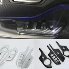 ABS Chrome 4 шт./лот двери автомобиля Windows погрузчик кнопка круга крышка отделка Стикеры для Toyota C-HR CHR LHD аксессуары