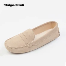 Размер 33, 34, маленькие размеры, женские лоферы из коровьей замши, повседневная обувь для езды в автомобиле, Дамский светильник, водонепроницаемые Мокасины