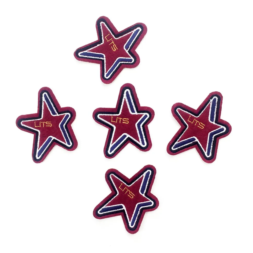 Embroidered five star iron on patches for clothing iron on stickers
