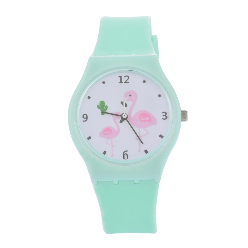 

LASPERAL Girls Fashion Cartoon Cat Flamingo Watch Women Cute Casual Silicone Wrist Watch Candy Color Quartz Ladies Watch Clock