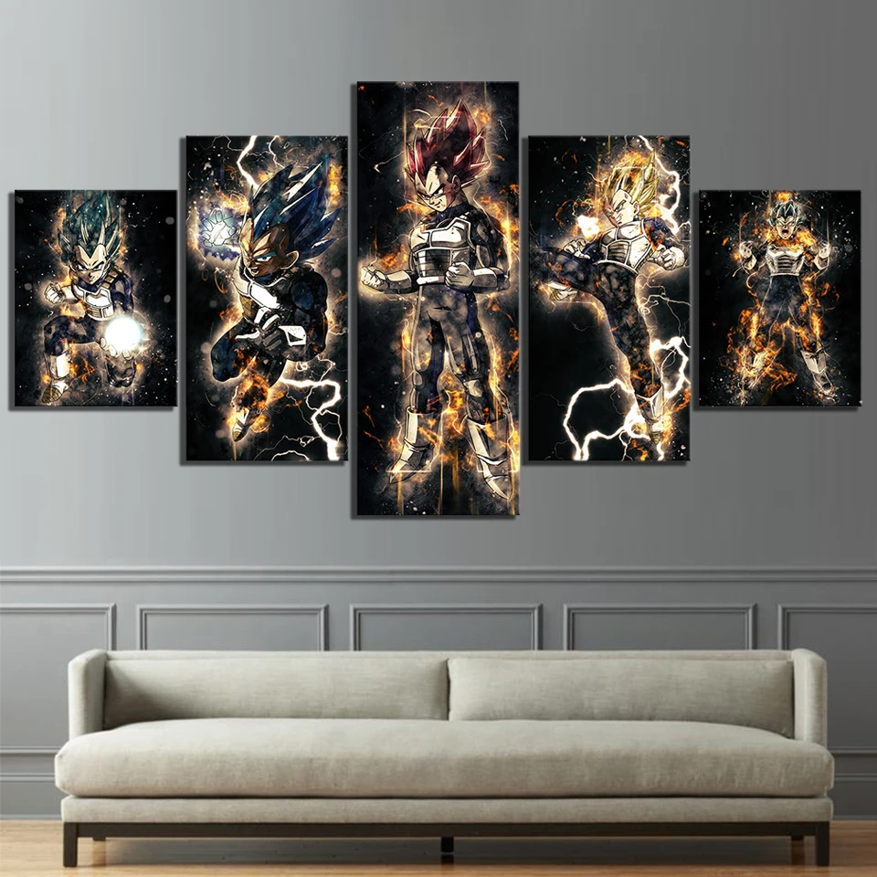 5 шт. абстрактное искусство HD картины Dragon Ball Vegeta аниме плакаты, постеры на холсте для домашнего декора стены искусства
