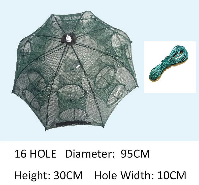 

Upgrade version Folded Portable Hexagon 4/6/8/10 Hole Automatic Fishing Net Fish Mesh with rope