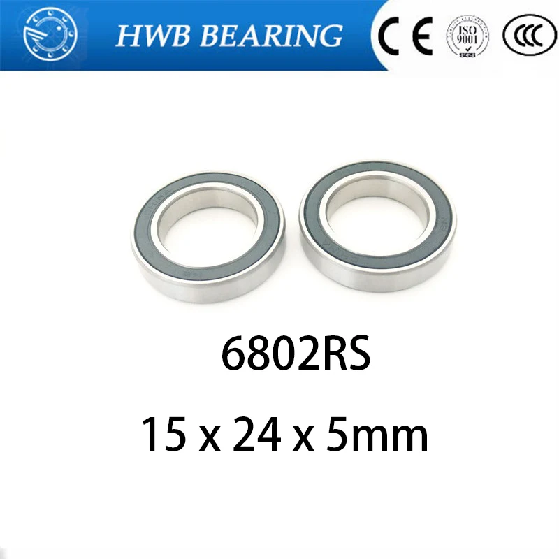 

10Pcs 6802-2RS 6802RS 6802rs 6802 rs Deep Groove Ball Bearings 15 x 24 x 5mm Free shipping High Quality