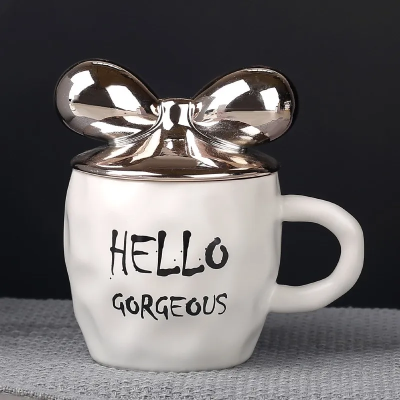 Новинка, милые керамические кружки с бантиком и буквами, детские чашки ...