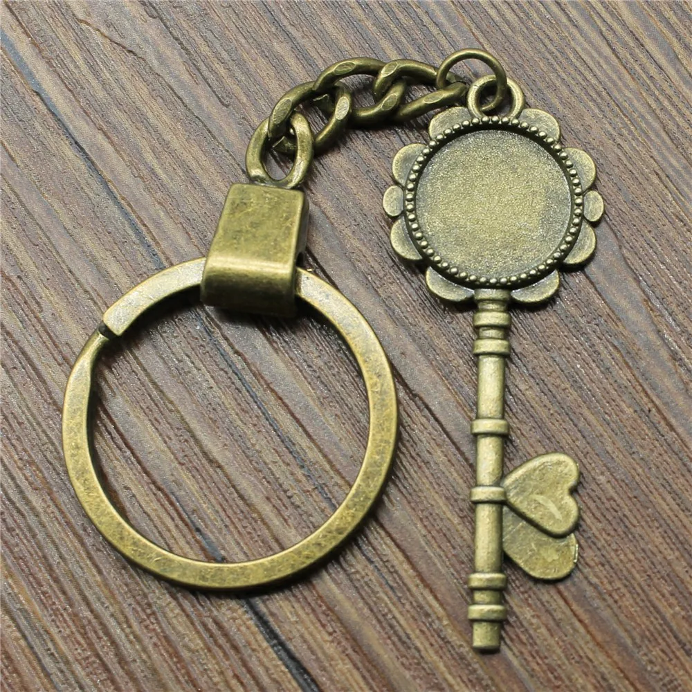 

5 Styles Fit 14mm Round Glass Cabochon Base Setting Key Chain Jewelry Finding Jewelry Accessories For Keyring Making DIY