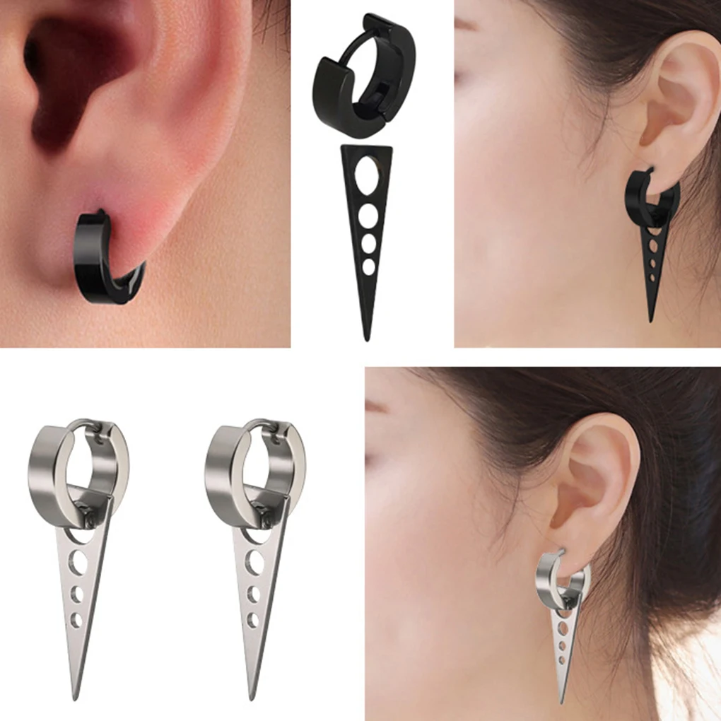 1 шт, женские, девичьи, мужские треугольные круглые серьги, титановая сталь, панк, серьги-гвоздики, пряжка, кольцо, вечерние ювелирные изделия