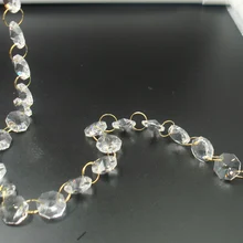 10 м/лот 14 мм золотое кольцо Свадебная Цепочка с кристаллами стеклянная гирлянда цепи люстра лампа цепь из восьмиугольников