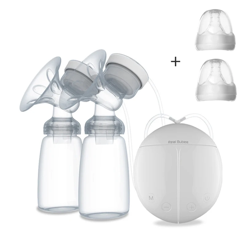 

Electric Breast Pump with Milk Bottle Lactation Suck USB Breast Enlargement Pump with Message Heating Pads Feeding Nipples