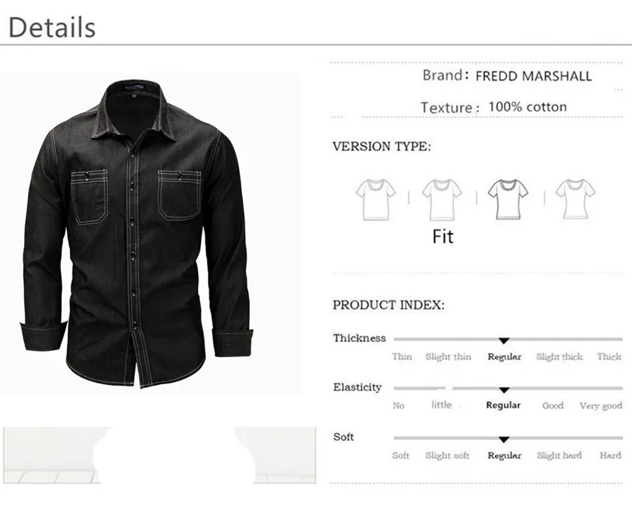 Fredd Marshall 2018 New Men's Denim Shirts Men Long Sleeve Jean Shirt Male Brand Casual Shirt Plus Size 3XL Camisa Masculina (12)