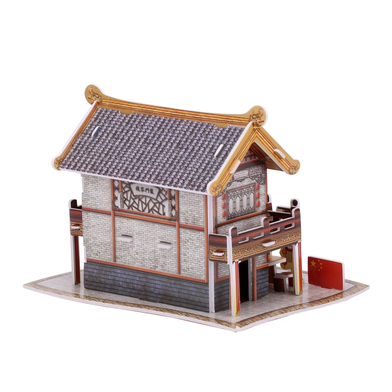 Картонная 3D головоломка игрушка Китайская Longmen ИНН таверна модель здания сборки Chinatown наборы Обучающие Для детей Рождество