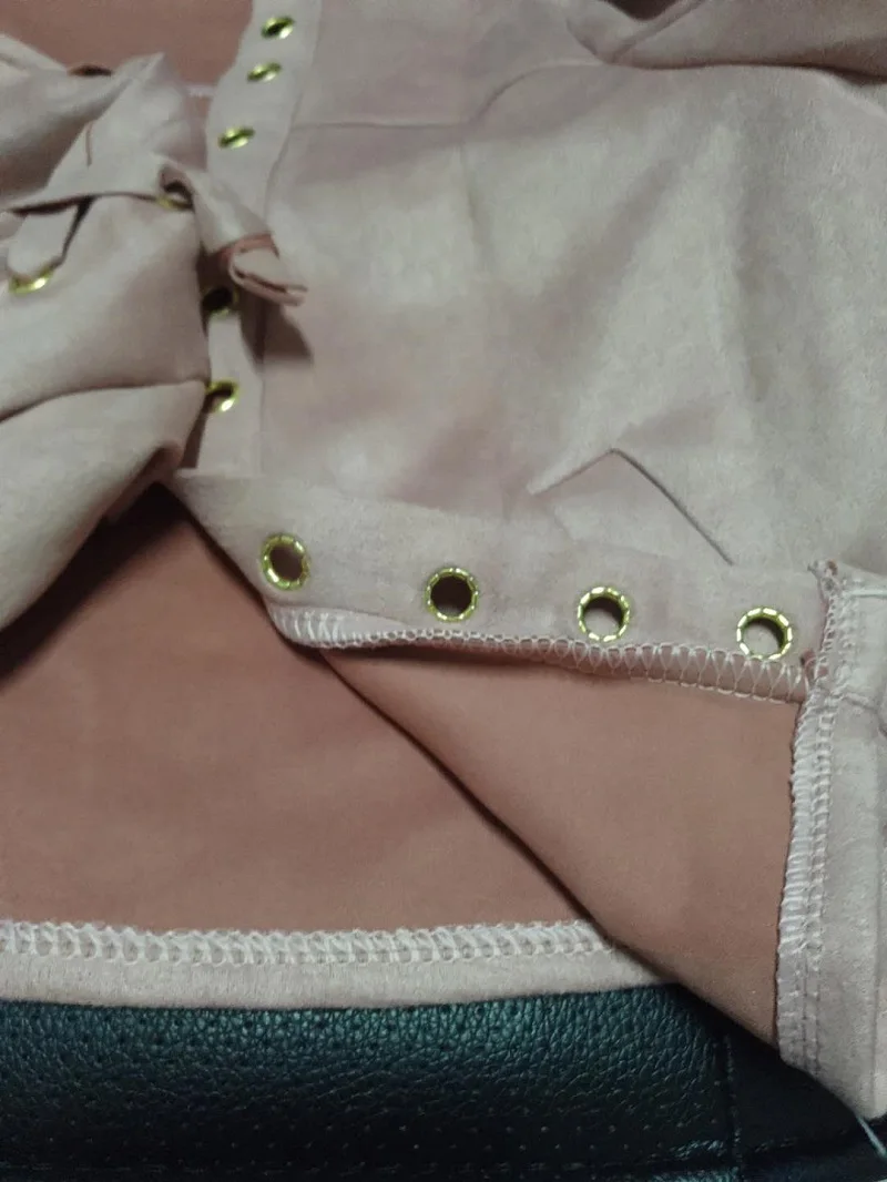 2018 Women Tassel Punk Suede Jacket Moto Biker Eyelet Vintage Soft Pink Leather Coats Short High Street Elegant Autumn Winter