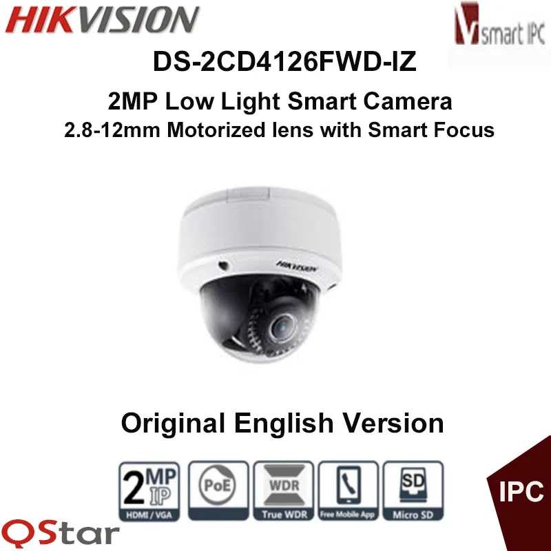 Hikvision Original DS 2CD4126FWD IZ 2MP Low Light Smart IP Camera Support 128G on board storage