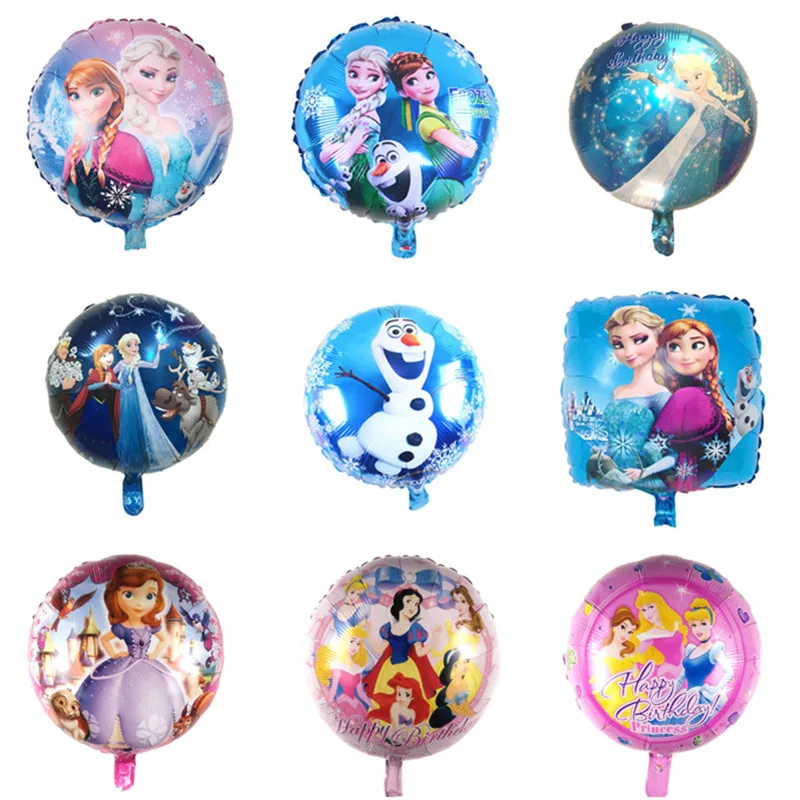 

50pcs 18inch Elsa Anna Princess snow White Balloons Birthday Party decorations Kids Toys Wedding party supplies Helium Balloons