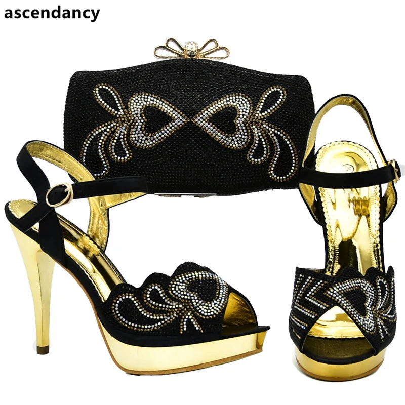 Italian Designer Shoes and Bags Matching Set African Woen Shoes and Bag