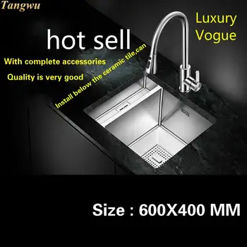 Best Fashionable Luxurious Mini Standard Kitchen Manual Sink Single Trough High-grade Food Grade Stainless Steel Hot Sell 60x40 CM