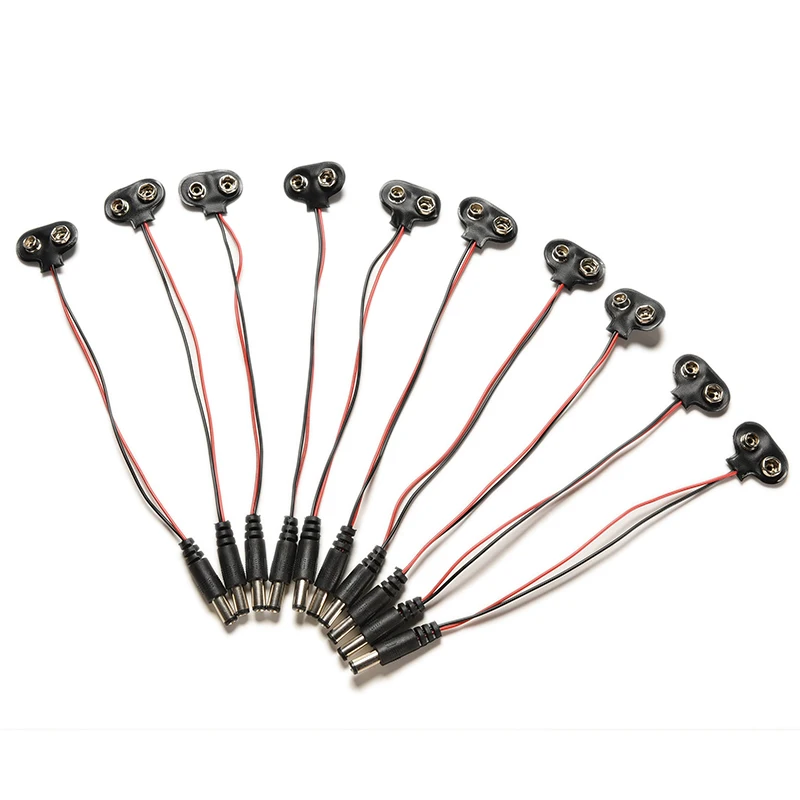 new 10PCS 9V DC I-Type Electronics Stocks Barrel Jack Connector Battery Power Cable Clip  For Arduino good quality