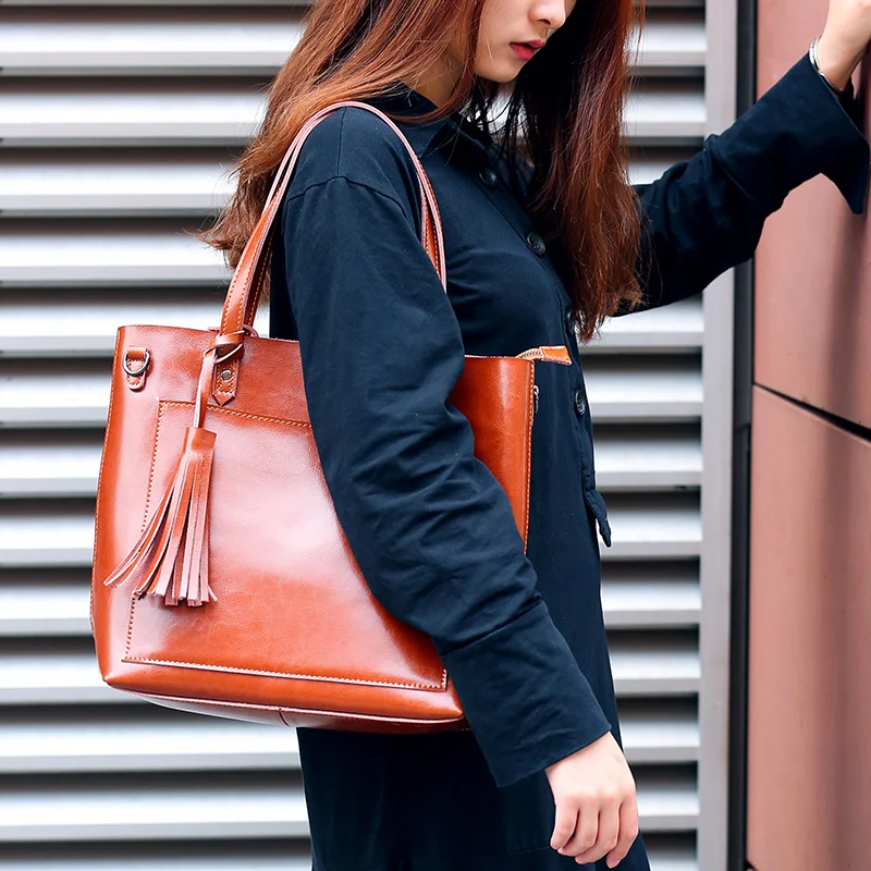 

MANFUNI 100% Genuine Leather Women Handbag Real Natural Leather Ladies' Casual Tote Vintage Shoulder Bag-Female White Gray Bags