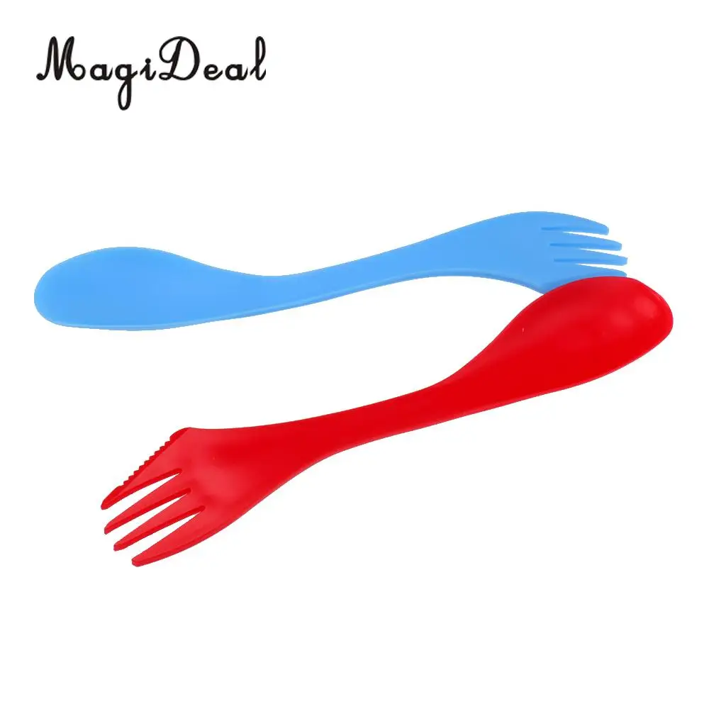MagiDeal 6 Pieces / Set Camping Utensils Spork Combo Travel Gadget Spoon Fork Cutlery for Outdoor Cooking BBQ Picnic Accessory