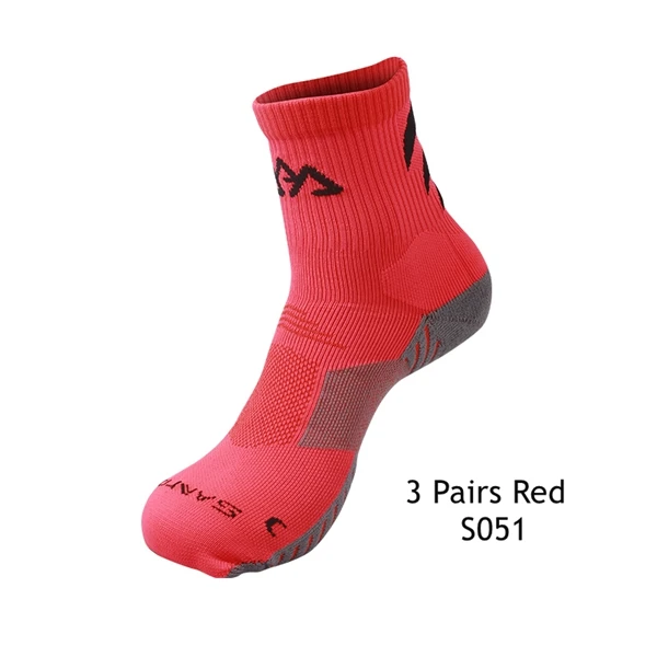 3 пары носков для бега SANTO Marathon Серебристые ионные быстросохнущие антибактериальные дышащие спортивные носки для бега Meias - Цвет: 3 Pairs Red