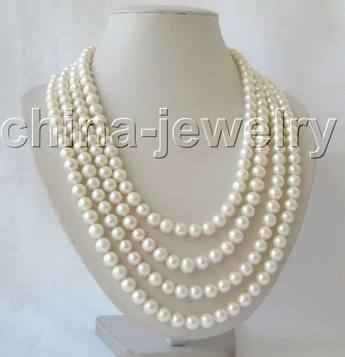 

FREE shipping> AAAA 100" 9mm natural white round freshwater pearl necklace 6.07
