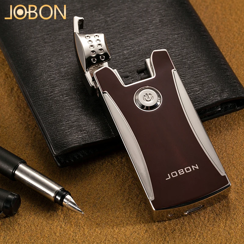JOBON Lighter Windproof Ultrathin High Quaoity Metal Double Arc Pulse