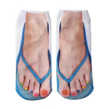 

1 Pair Multiple Colors Harajuku Style 3D socks women Print Socks Casual Character Flip Flop Socks Unisex Low Cut Ankle Socks