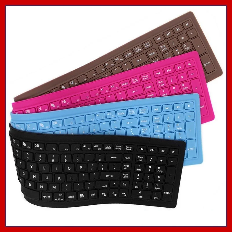 

Waterproof Bluetooth Wireless Keyboard Silicone Material 108 Keys Silent Light Portable Key Panel For Travel And Home Office