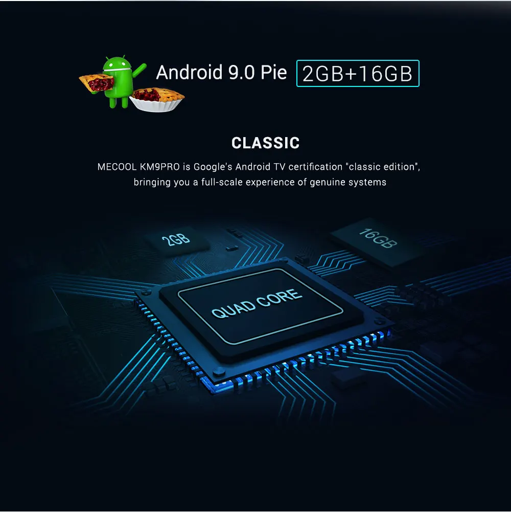 Mecool KM9 Pro Классический Android 9,0 WiFi ТВ приставка Amlogic S905X2 2G ram 16G rom 2,4G 4K Google Сертифицированный медиаплеер консоль