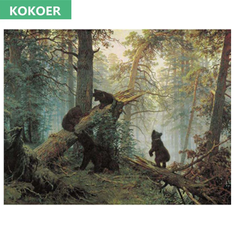 

DIY Diamond Embroidery,Russian Pine morning The bear Forest,Diamond Painting,Cross Stitch,3D,Diamond Mosaic,Needlework,Christmas