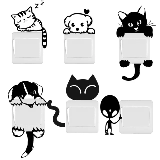 diy funny cute cat dog switch stickers wall stickers home decoration