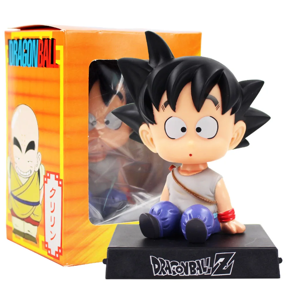 Bobble Head Dragon Ball экшн Сон Гоку фигурка криллин встряхните головку держатель телефона кронштейн украшение автомобиля аниме модель ПВХ игрушки подарки - Цвет: A with box